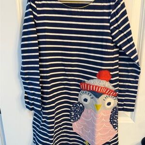 Mini Boden Navy and White Striped Nightgown with Owl Design